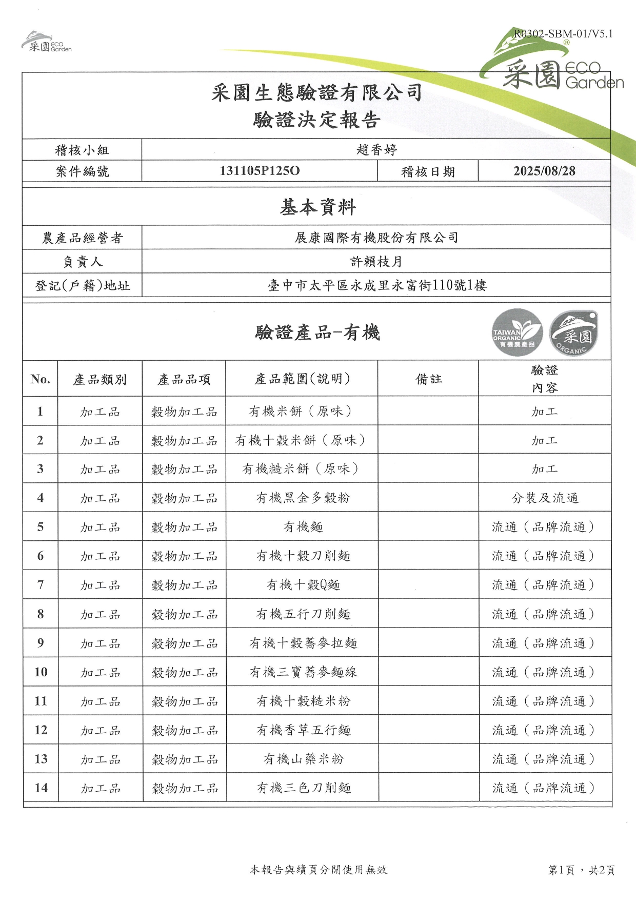 20251227-20281226展康有機驗證證書